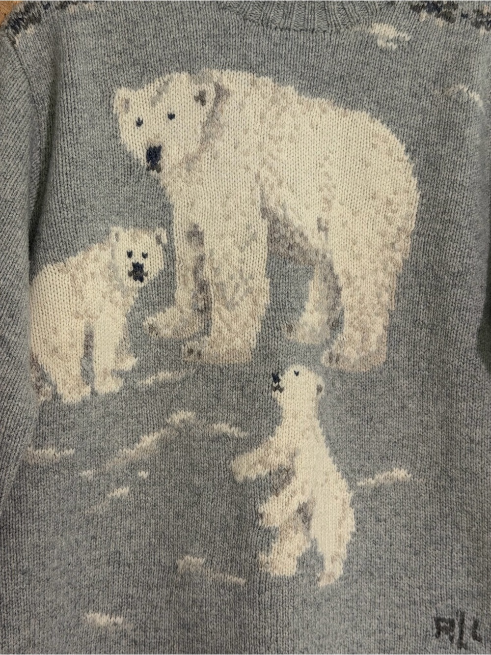 Lauren Ralph Lauren Gray Polar Bear Turtleneck Sweater - Picture 3 of 13
